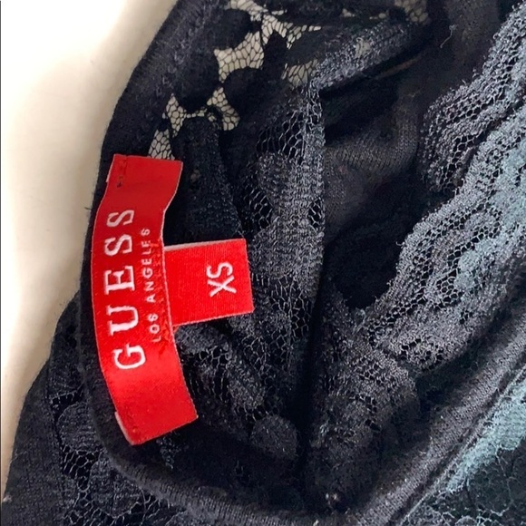 Lace Guess Los Angeles Red Tab Black Lace Bodysuit women’s xs - Picture 7 of 8